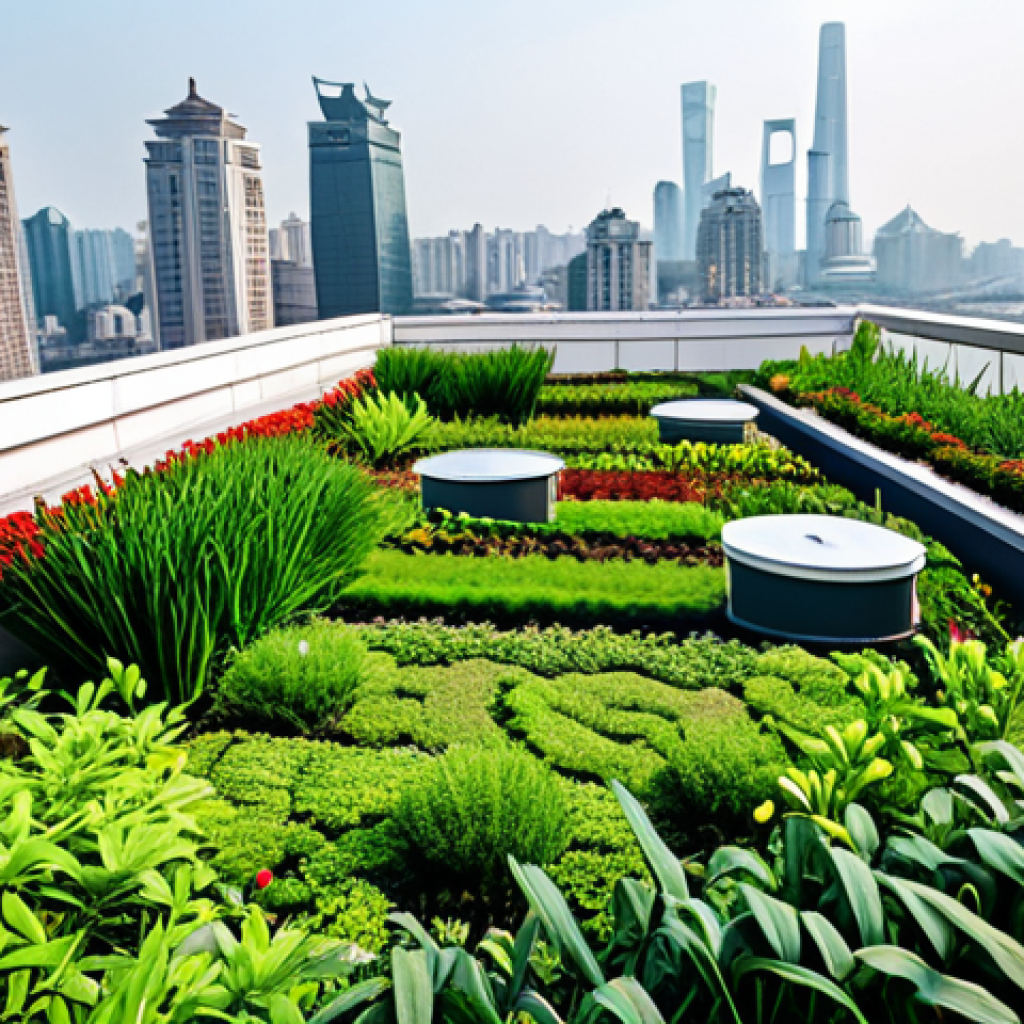 **Rooftop Garden Oasis:** "A vibrant rooftop garden in Shanghai, featuring diverse plant life, attracting birds and insects, fully clothed, appropriate attire, safe for work, perfect anatomy, natural proportions, professional photography, high quality, family-friendly, bright daylight."